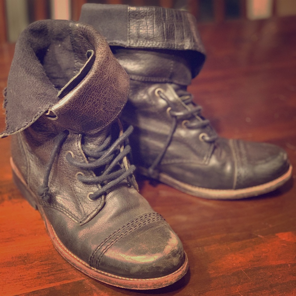 All Saints Double Buckle Leather Boots